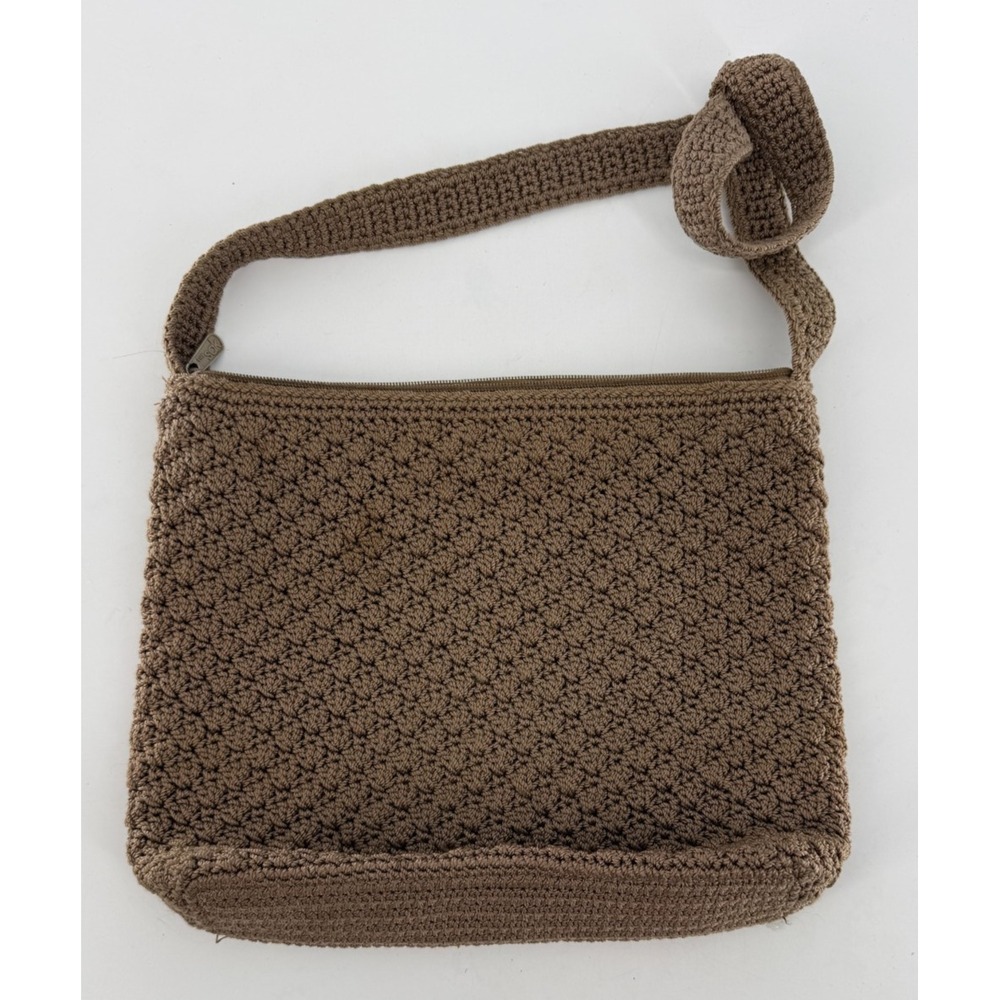 The Sak Brown Crochet Knit Crossbody Bag Boho Festival Hippie Woven Purse